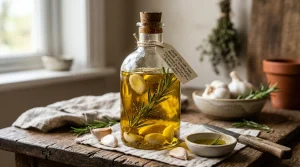 Garlic Stored in Olive Oil Bottle (AI Generated Image)