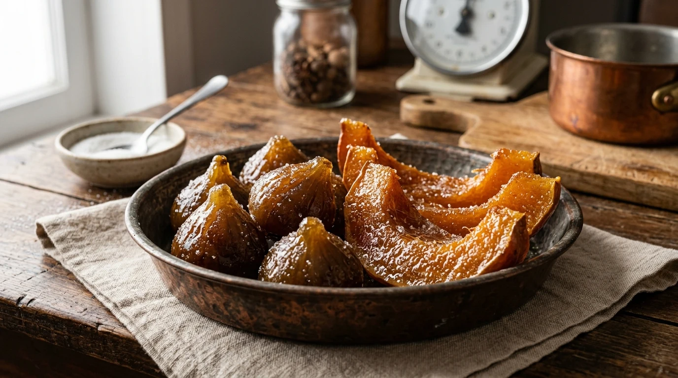 Nixtamalized Figs and Pumpkin Wedges (AI Generated Image)
