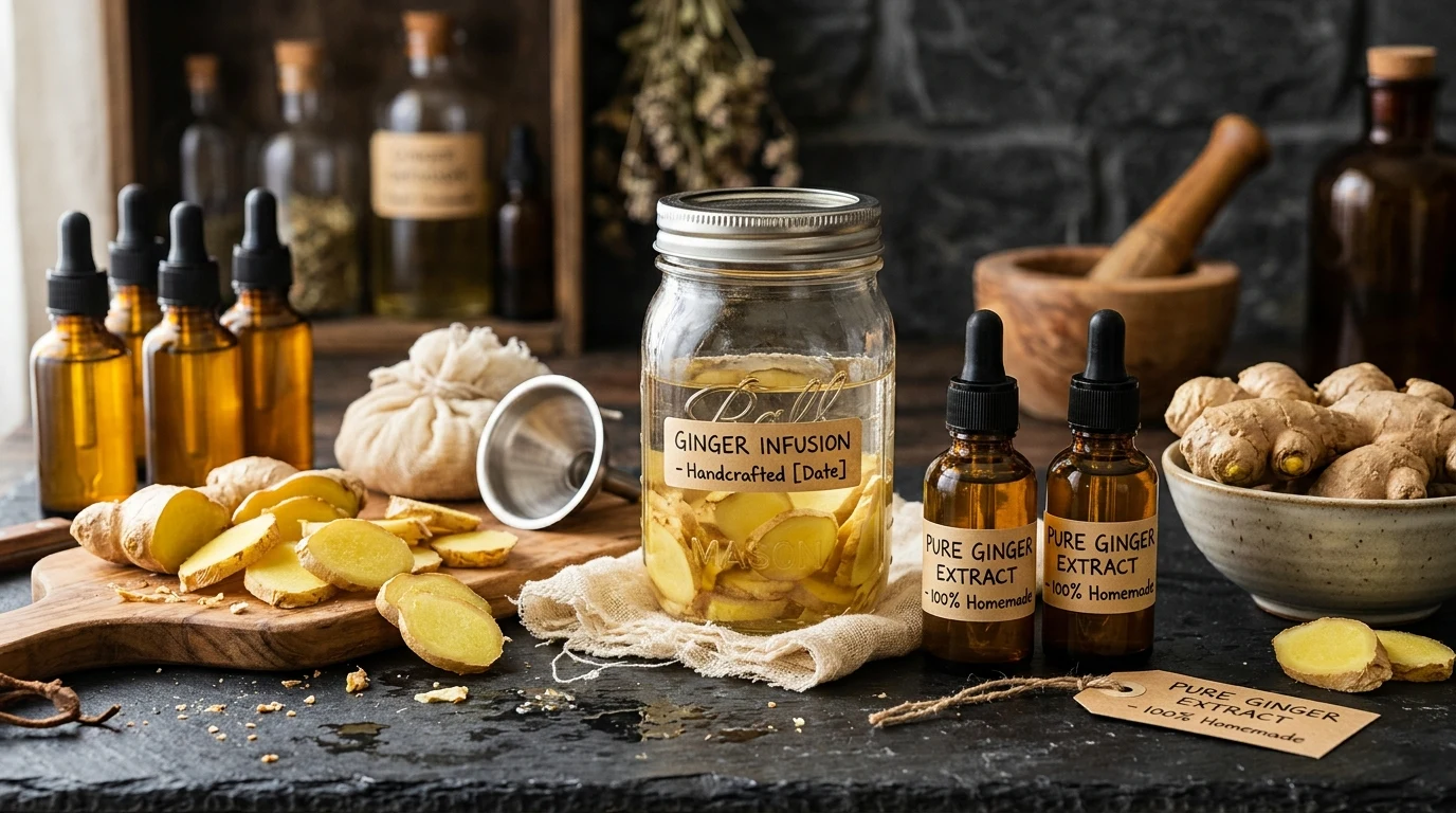Homemade Ginger Extract Preparation (AI Generated Image)